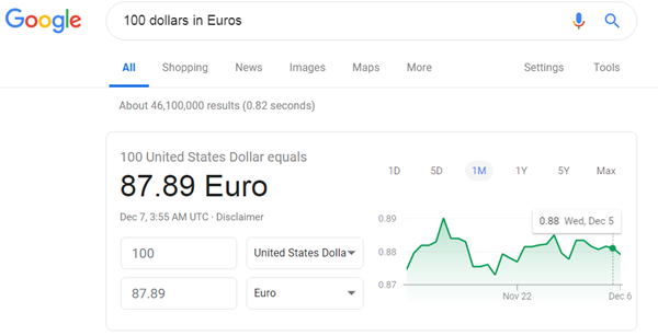 google currency converter